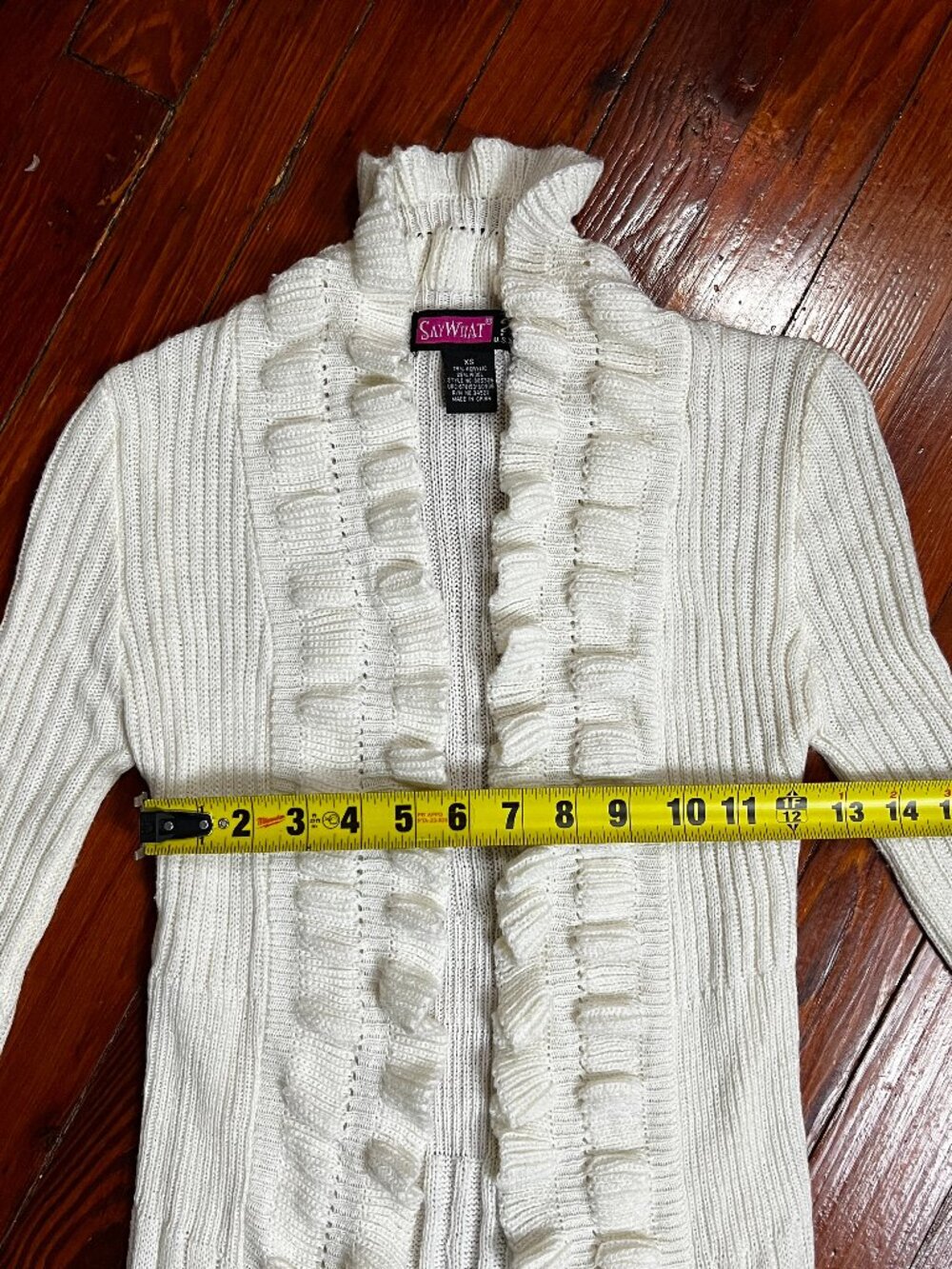 Ivory Ruffle Sweater Duster - Picture 7 of 13